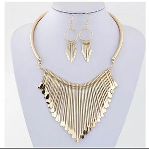 Gold Statement Necklace and Earring Set